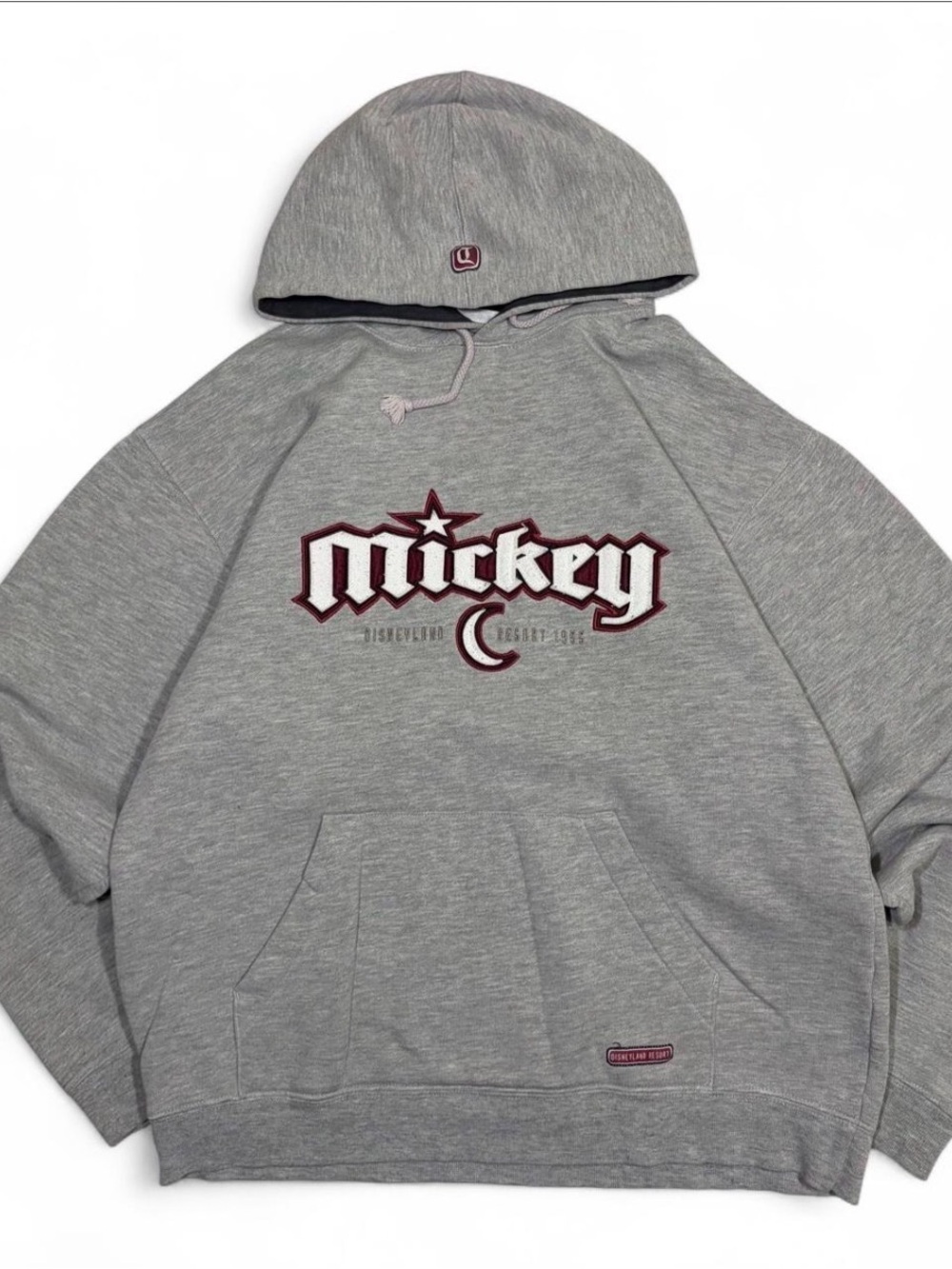 Y2k era cyber mall Mickey Mouse hoodie with Y2K style Mickey embroidery
